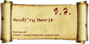 Vozáry Henrik névjegykártya